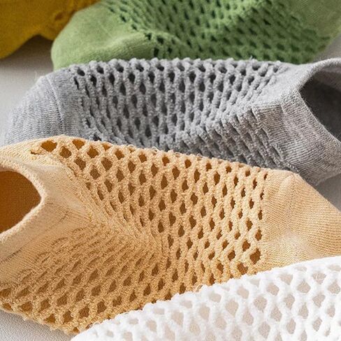 8 Pairs Women's Breathable Mesh No-Show Socks, Colorful Fishnet Ankle Socks, Non-Slip Low Cut Socks for Casual, Athletic, and Summer Wear in Kuwait