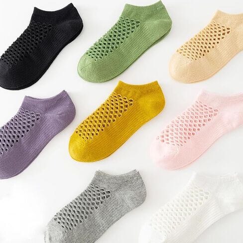 8 Pairs Women's Breathable Mesh No-Show Socks, Colorful Fishnet Ankle Socks, Non-Slip Low Cut Socks for Casual, Athletic, and Summer Wear in Kuwait