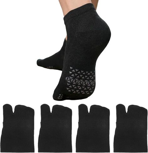 4 Pairs Flip Flop Socks, Non Slip Grip Tabi Split Toe Socks in Saudi Arabia