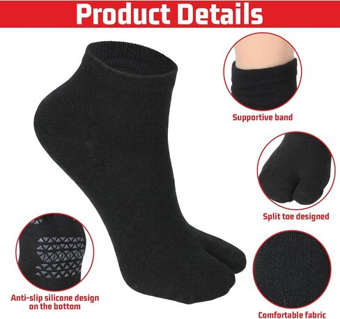 4 Pairs Flip Flop Socks, Non Slip Grip Tabi Split Toe Socks in Saudi Arabia