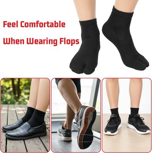 4 Pairs Flip Flop Socks, Non Slip Grip Tabi Split Toe Socks in Saudi Arabia