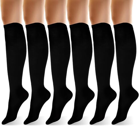 Skrfren Women's Knee High Socks Black, Knee Socks Cotton Tall Sock Long Tube Boot Sock Women's Knees High Athleticsock, Thin Cotton Blend Trouser BootSock for Casual Outdoor Sport, Black in Kuwait