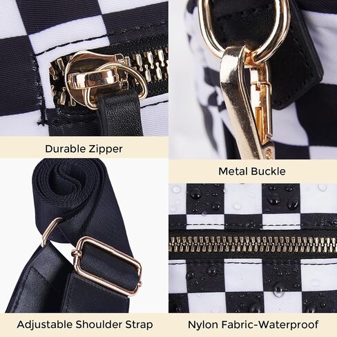 Checkerboard Crossbody Bag for Women, Expandable Plaid Belt Bag Nylon Fanny Pack with Multiple Pockets in Kuwait