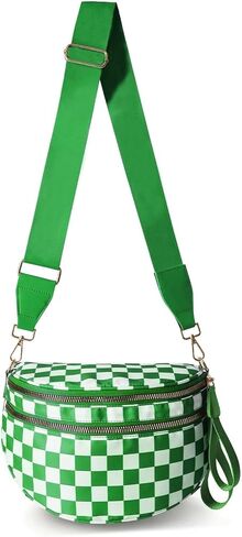 Checkerboard Crossbody Bag for Women, Expandable Plaid Belt Bag Nylon Fanny Pack with Multiple Pockets in Kuwait