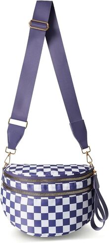 Checkerboard Crossbody Bag for Women, Expandable Plaid Belt Bag Nylon Fanny Pack with Multiple Pockets in Kuwait