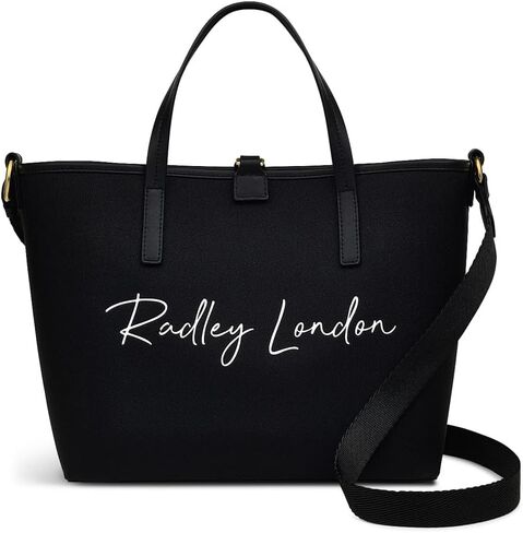 RADLEY London Addison Gardens Signature Responsible Women's Medium Recycled Canvas Open Top Satchel Bag, Black in Kuwait