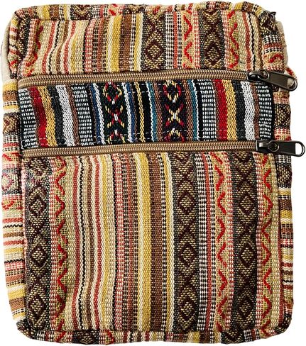 Gurkha Unisex Hemp Crossbody Bag Hippie Patchwork Shoulder 5 Pocket Passport Documents Bag Eco-friendly - Handloomed In Mt. Everest Country Nepal in Saudi Arabia