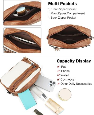 MASINTOR Crossbody Purses for Women Vegan Leather, Travel Purse Shoulder Handbag with Adjustable Strap and Tassel in Saudi Arabia