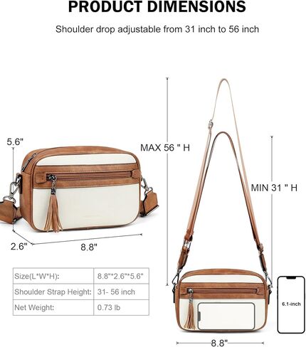 MASINTOR Crossbody Purses for Women Vegan Leather, Travel Purse Shoulder Handbag with Adjustable Strap and Tassel in Saudi Arabia