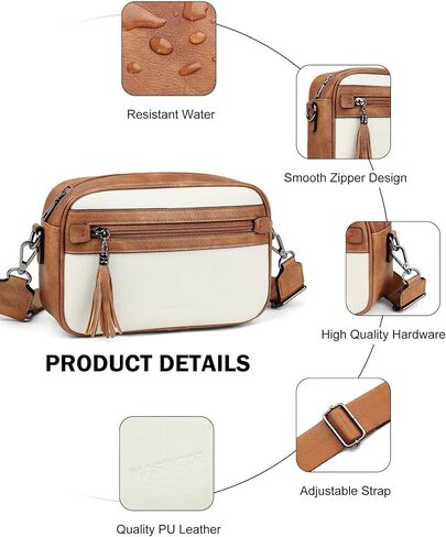 MASINTOR Crossbody Purses for Women Vegan Leather, Travel Purse Shoulder Handbag with Adjustable Strap and Tassel in Saudi Arabia