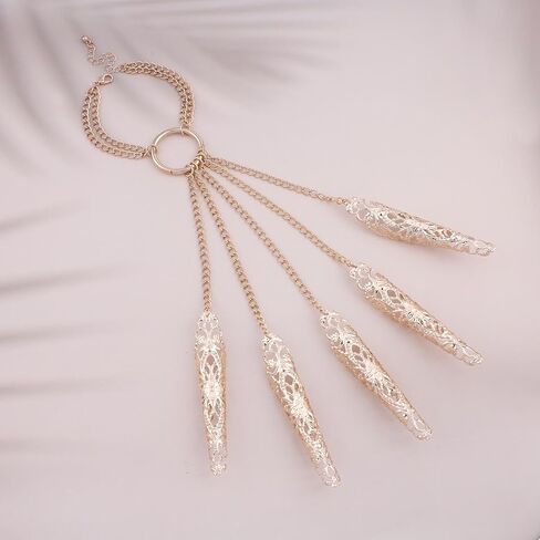 Punk Finger Claw Chain Bracelet Long Finger Tip Ring Bracelet Gold Hand Chain Bracelet with Finger Nail Claw Vintage Slave Hand Harness Bracelet Costume Jewelry for Women in Saudi Arabia