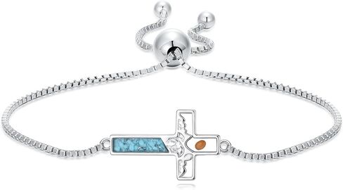 HPQQ Cross Mustard Seed bracelet 925 Sterling Silver Faith Christian Jewelry Christmas Gifts for Women Her in Saudi Arabia
