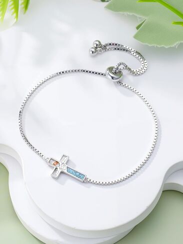 HPQQ Cross Mustard Seed bracelet 925 Sterling Silver Faith Christian Jewelry Christmas Gifts for Women Her in Saudi Arabia