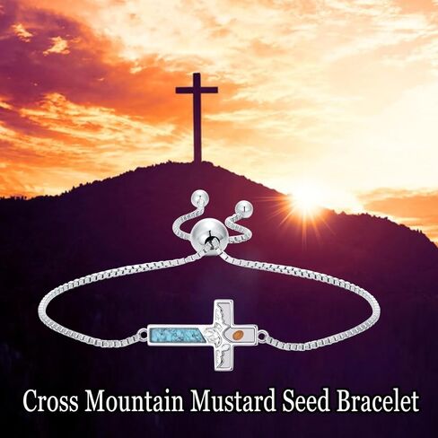 HPQQ Cross Mustard Seed bracelet 925 Sterling Silver Faith Christian Jewelry Christmas Gifts for Women Her in Saudi Arabia