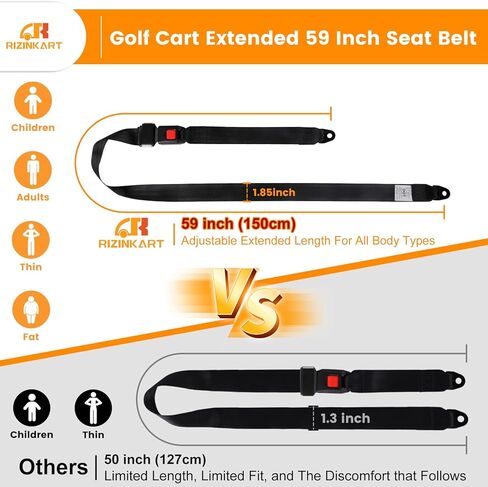 Universal Golf Cart Seat Belts Kit,Polyester Fabric Belt Adjustable & Lengthen Max Length 55.1",fit for EZGO, Club Car, Yamaha Golf cart. Easy to Install, Front and Rear Seat, 4 Sets in Kuwait