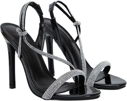 Stilletos High Heels for Women Strappy Sexy Rhinestone Heels Open Toe Dress Pumps Sandals in Saudi Arabia