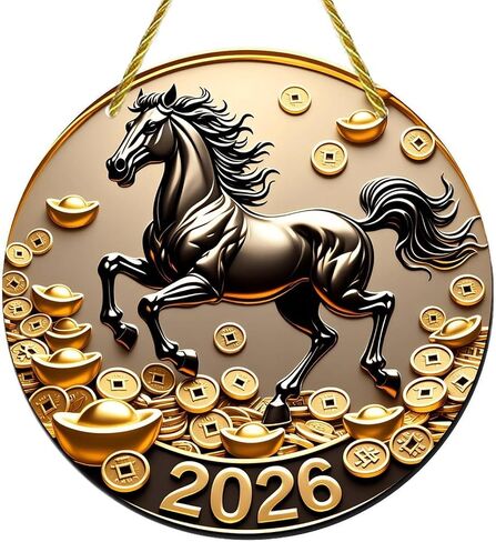 Colorful Acrylic Suncatcher, Year of The Horse 7-Inch Hanging Window Wall Art Halloween Christmas Decor Printed Stained Glass Style Ornament Indoor Outdoor Home Garden Decoration Gift Idea in Kuwait