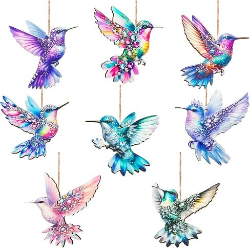 16pcs Hummingbird Christmas Ornament Hummingbird Hanging Decorations Wooden Bird Artificial Birds for Christmas Wall Home Party Decor in Saudi Arabia