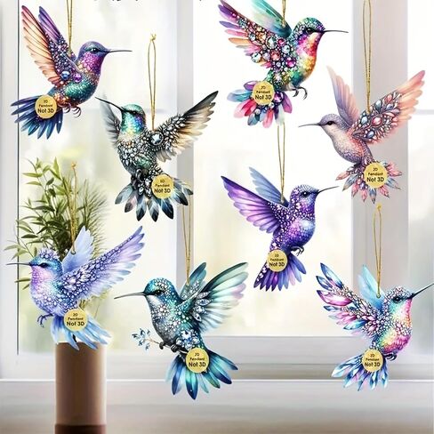 16pcs Hummingbird Christmas Ornament Hummingbird Hanging Decorations Wooden Bird Artificial Birds for Christmas Wall Home Party Decor in Saudi Arabia