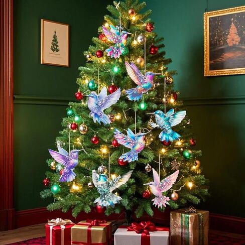 16pcs Hummingbird Christmas Ornament Hummingbird Hanging Decorations Wooden Bird Artificial Birds for Christmas Wall Home Party Decor in Saudi Arabia
