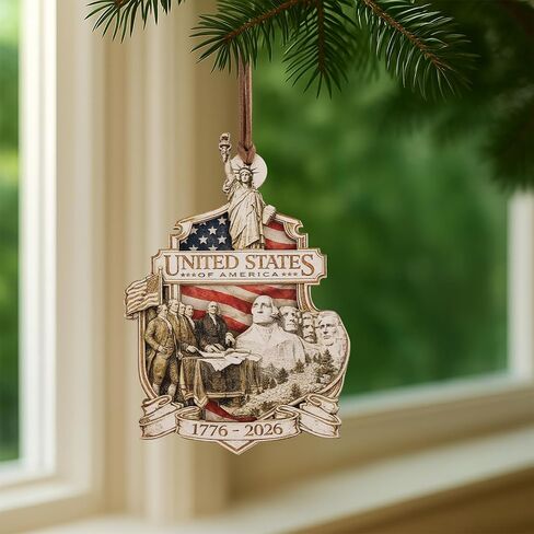 250th Anniversary Ornament American Patriotic Wooden Commemorative Hanging Decor 4th of July Independence Day Decorations Holiday Home Decor Gifts for Patriots in Saudi Arabia