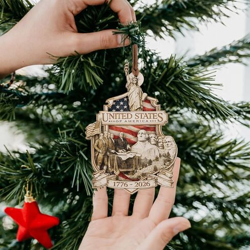 250th Anniversary Ornament American Patriotic Wooden Commemorative Hanging Decor 4th of July Independence Day Decorations Holiday Home Decor Gifts for Patriots in Saudi Arabia