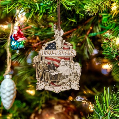 250th Anniversary Ornament American Patriotic Wooden Commemorative Hanging Decor 4th of July Independence Day Decorations Holiday Home Decor Gifts for Patriots in Saudi Arabia