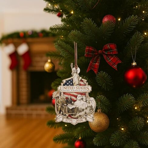 250th Anniversary Ornament American Patriotic Wooden Commemorative Hanging Decor 4th of July Independence Day Decorations Holiday Home Decor Gifts for Patriots in Saudi Arabia