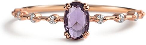 PERIMADE Natural Amethyst Stacking Ring for Women, Cubic Zirconia Gemstone Stackable Band Ring Hypoallergenic 18K Gold Plated 925 Sterling Silver Jewelry for Birthday Anniversary Mom Wife in Saudi Arabia