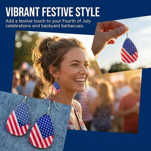 2 Pairs Patriotic Earrings for Women Accessories, 4th of July Earring for Holiday Party Independence Memorial Veterans Day Red White and Blue Jewelry (2 Pairs 4th of July Star Drop Set 1) in Saudi Arabia