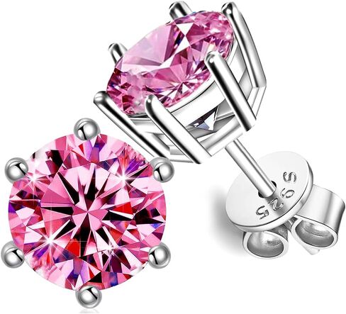 Pink Moissanite Stud Earrings Women Gift -1-2-4 Carat Laboratory Diamond S925 Silver Earrings Wedding Jewelry in Saudi Arabia