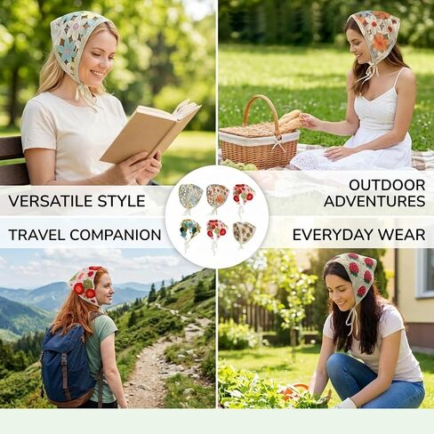 6PCS Crochet Bandana, Crochet Head Scarf and Hair Bandana, Handmade Daisy Flower Headscarf for Women, Adjustable Bohemian Head Wrap for Festival, Beach or Daily Style in Saudi Arabia