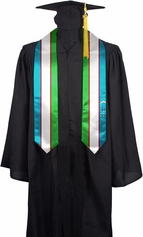 Flag Graduation Stole Sash, Flag Graduation Shawl Sash Stole Wraps Scarf For International Study Pride Women Men (Uzbekistan) in Saudi Arabia