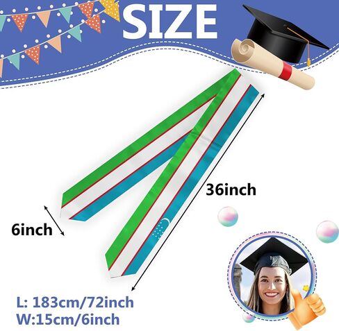 Flag Graduation Stole Sash, Flag Graduation Shawl Sash Stole Wraps Scarf For International Study Pride Women Men (Uzbekistan) in Saudi Arabia