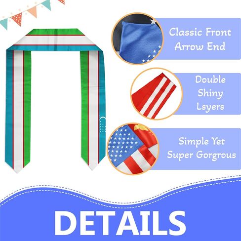 Flag Graduation Stole Sash, Flag Graduation Shawl Sash Stole Wraps Scarf For International Study Pride Women Men (Uzbekistan) in Saudi Arabia
