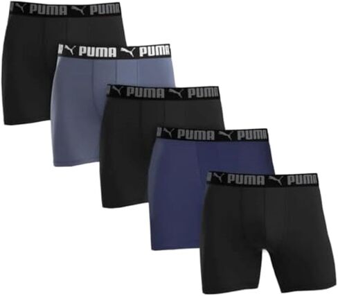 PUMA Men's Boxer Brief, 5 Pack - Blue, Gray and Black Medium in Kuwait
