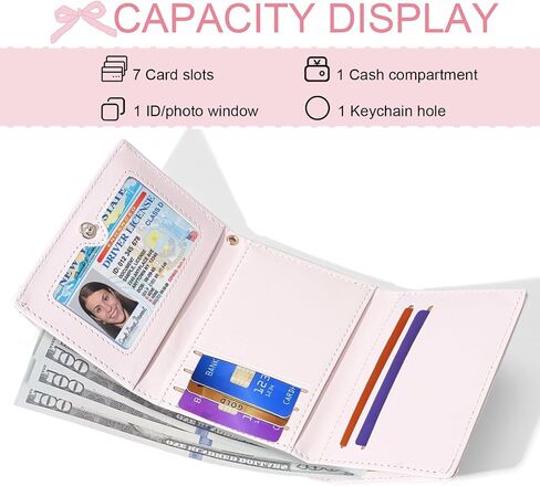 Small Cutest Wallet with Swan Coquette Bow Print ID Credit Card Holder for Women Girls (PINK) in Saudi Arabia