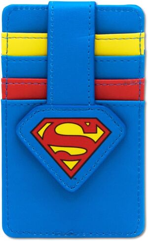 Buckle-Down DC Comics Wallet, Character Wallet ID Card Holder, Superman Super Shield Logo Blue, Vegan Leather in Kuwait