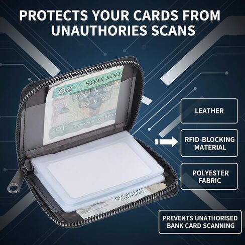 RFID Cards Case Wallet Credit Card Holder Zipper Wallet Women Small Card Cases Holder Compact Size KeyChain Wallets Business Cards Holders for Women Men in Saudi Arabia