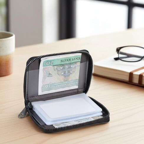 RFID Cards Case Wallet Credit Card Holder Zipper Wallet Women Small Card Cases Holder Compact Size KeyChain Wallets Business Cards Holders for Women Men in Saudi Arabia