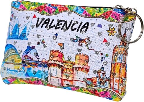 Valencia Coin Purse | Small Zipper Wallet with Keychain Ring | Exclusive City Landmark Design | Unique Souvenir and Gift from Spain in Saudi Arabia
