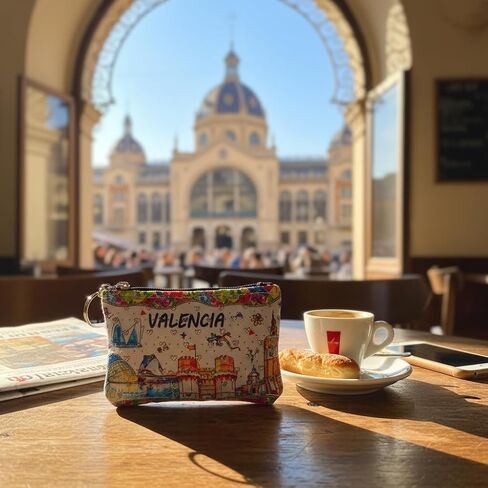Valencia Coin Purse | Small Zipper Wallet with Keychain Ring | Exclusive City Landmark Design | Unique Souvenir and Gift from Spain in Saudi Arabia