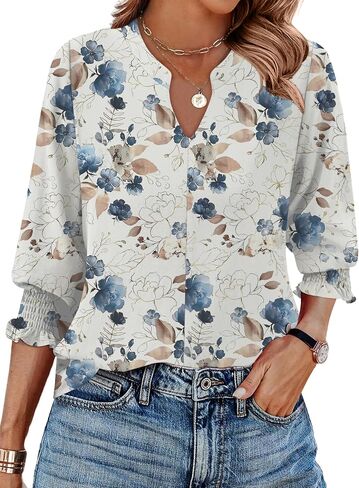 Ivicoer Blouses for Women Dressy Casual 3/4 Length Sleeve Womens Tops Trendy Spring Summer Clothes in Saudi Arabia