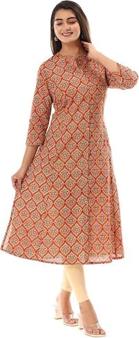 Vi VIHAAN IMPEX Cotton Kurtis for Women Indian Style |Indian Kurta | Casual Wear Cotton Kurta Multicolor in Saudi Arabia