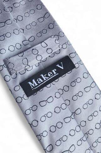 Maker V Eyeglasses Necktie, Glasses tie, Optometrist gift for men, Eye surgeon, ophthalmologist neckties, updated sizing in Saudi Arabia