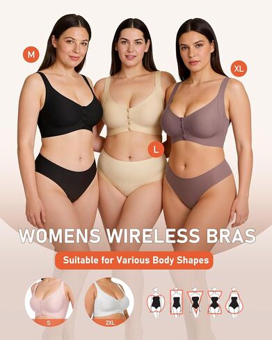 Gailife Jelly Front Closure Bras for Women No Underwire Wireless Comfort Mastectomy Post Surgery Bralettes for Older Women-White,XL in Saudi Arabia