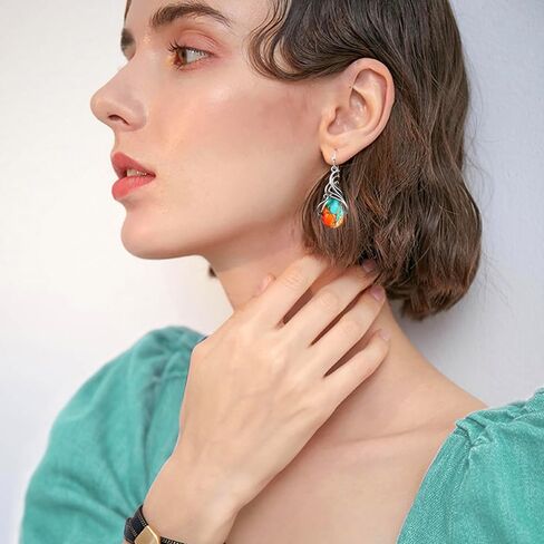 Bohemian Retro Silver Turquoise Stone Teardrop Tribal Dangle Drop Earrings Vintage Alloy Geometry Earrings For Women in Saudi Arabia