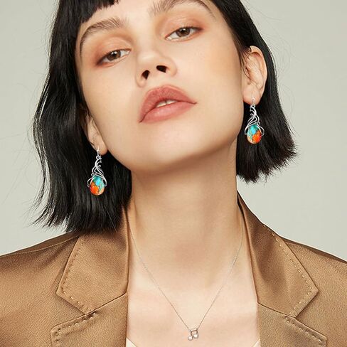 Bohemian Retro Silver Turquoise Stone Teardrop Tribal Dangle Drop Earrings Vintage Alloy Geometry Earrings For Women in Saudi Arabia