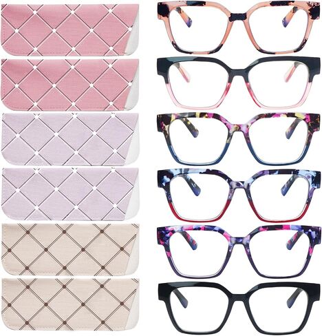 6 Pack Reading Glasses for Women Blue Light Blocking Reading Glasses Computer Readers with Spring Hinge Eyeglasses in Saudi Arabia