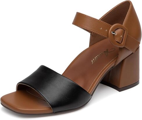 Athlefit Women's Orthopedic Arch Support Chunky Low Heels Orthotic Comfortable Square Open Toe Dress Heels for Office Work Walking in Saudi Arabia